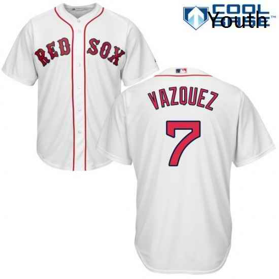 Youth Majestic Boston Red Sox 7 Christian Vazquez Authentic White Home Cool Base MLB Jersey